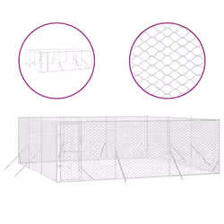 vidaXL Outdoor Dog Kennel Pet Cage Dog House Pet Crate Silver Galvanised Steel - 6 x 6 x 2 m
