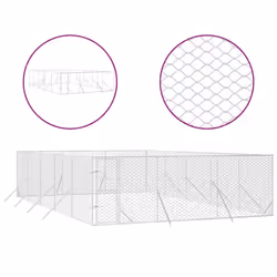 vidaXL Outdoor Dog Kennel Pet Cage Dog House Pet Crate Silver Galvanised Steel - 6 x 10 x 2 m