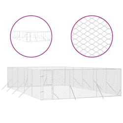 vidaXL Outdoor Dog Kennel Pet Cage Dog House Pet Crate Silver Galvanised Steel - 6 x 10 x 2 m