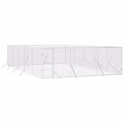 vidaXL Outdoor Dog Kennel Pet Cage Dog House Pet Crate Silver Galvanised Steel - 6 x 10 x 2 m
