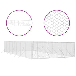 vidaXL Outdoor Dog Kennel Pet Cage Dog House Pet Crate Silver Galvanised Steel - 6 x 14 x 2 m