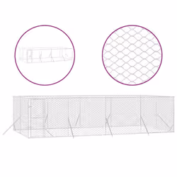 vidaXL Outdoor Dog Kennel Pet Cage Dog House Pet Crate Silver Galvanised Steel - 8 x 4 x 2 m