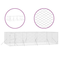 vidaXL Outdoor Dog Kennel Pet Cage Dog House Pet Crate Silver Galvanised Steel - 8 x 4 x 2 m