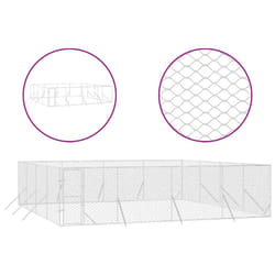 vidaXL Outdoor Dog Kennel Pet Cage Dog House Pet Crate Silver Galvanised Steel - 8 x 8 x 2 m