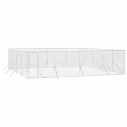 vidaXL Outdoor Dog Kennel Pet Cage Dog House Pet Crate Silver Galvanised Steel - 8 x 8 x 2 m - Additional view 2