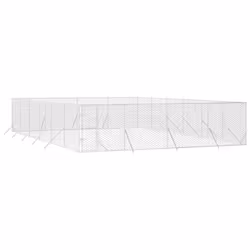 vidaXL Outdoor Dog Kennel Pet Cage Dog House Pet Crate Silver Galvanised Steel - 8 x 12 x 2 m - Additional view 2