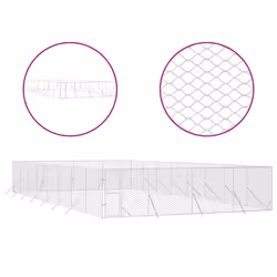 vidaXL Outdoor Dog Kennel Pet Cage Dog House Pet Crate Silver Galvanised Steel - 8 x 16 x 2 m