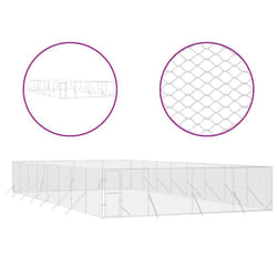 vidaXL Outdoor Dog Kennel Pet Cage Dog House Pet Crate Silver Galvanised Steel - 8 x 16 x 2 m