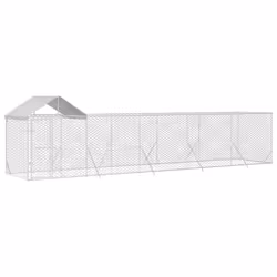 vidaXL Outdoor Dog Kennel Dog House Crate with Roof Silver Galvanised Steel - 10 x 2 x 2.5 m - Additional view 2