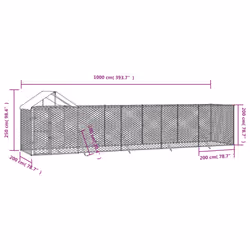 vidaXL Outdoor Dog Kennel Dog House Crate with Roof Silver Galvanised Steel - 10 x 2 x 2.5 m - Additional view 3