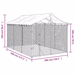 vidaXL Outdoor Dog Kennel Dog House with Roof Dog Cage Silver Galvanised Steel - 3 x 4.5 x 2.5 m - Additional view 3