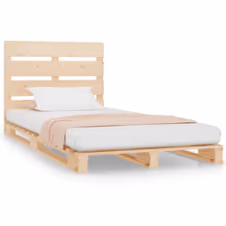 vidaXL Bed Frame Bedstead Wooden Bed Base Mattress Foundation Solid Wood Pine - natural