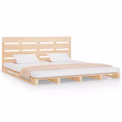 vidaXL Bed Frame Bedstead Wooden Bed Base Mattress Foundation Solid Wood Pine - 120 x 190 cm