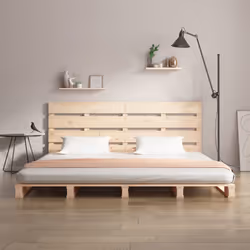 vidaXL Bed Frame Bedstead Wooden Bed Base Mattress Foundation Solid Wood Pine - 140 x 190 cm - Additional view 2