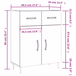 vidaXL Sideboard Storage Side Cabinet Cupboard Smoked Oak Engineered Wood - concrete grey - Additional view 3