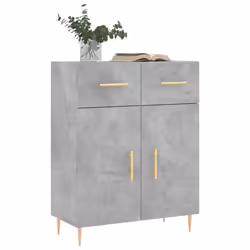 vidaXL Sideboard Storage Cabinet Cupboard High Gloss White Engineered Wood - concrete grey