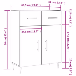 vidaXL Sideboard Storage Cabinet Cupboard High Gloss White Engineered Wood - concrete grey