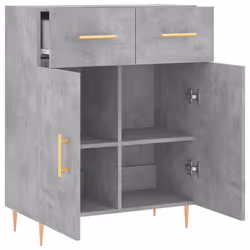 vidaXL Sideboard Storage Cabinet Cupboard High Gloss White Engineered Wood - concrete grey - Additional view 4
