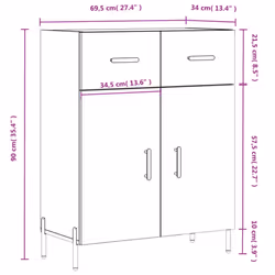 vidaXL Sideboard Storage Cabinet Side Cabinet Cupboard White Engineered Wood - grey sonoma - Additional view 3