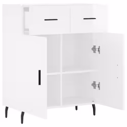 vidaXL Sideboard Storage Cabinet Side Cabinet Cupboard Black Engineered Wood - high gloss white - Additional view 4
