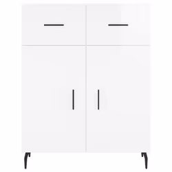 vidaXL Sideboard Storage Cabinet Side Cabinet Cupboard Black Engineered Wood - high gloss white - Additional view 5