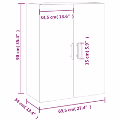 vidaXL Wall Mounted Cabinet Storage Cabinet Side Cabinet White Engineered Wood - grey sonoma