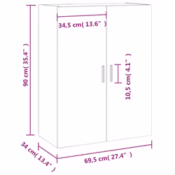 vidaXL Wall Mounted Cabinet Display Cabinet High Gloss White Engineered Wood - brown oak
