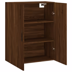 vidaXL Wall Mounted Cabinet Display Cabinet High Gloss White Engineered Wood - brown oak - Additional view 5