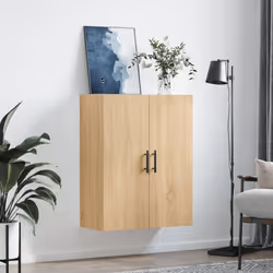 vidaXL Wall Mounted Cabinet Display Cabinet High Gloss White Engineered Wood - sonoma oak