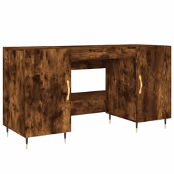 vidaXL Desk Computer Desk Writing Table Office Work Desk White Engineered Wood - smoked oak