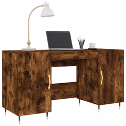 vidaXL Desk Computer Desk Writing Table Office Work Desk White Engineered Wood - smoked oak