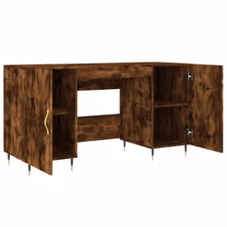vidaXL Desk Computer Desk Writing Table Office Work Desk White Engineered Wood - smoked oak - Additional view 4