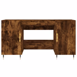 vidaXL Desk Computer Desk Writing Table Office Work Desk White Engineered Wood - smoked oak - Additional view 5