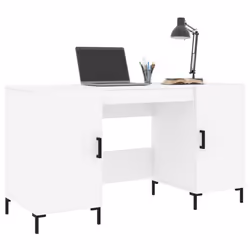 vidaXL Desk Computer Desk Writing Table Work Table Smoked Oak Engineered Wood - white