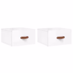vidaXL Wall-mounted Bedside Cabinets Side Cabinet Bedside Table Nightstand - high gloss white, 2 pcs