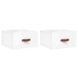 vidaXL Wall-mounted Bedside Cabinets Side Cabinet Bedside Table Nightstand - high gloss white, 2 pcs