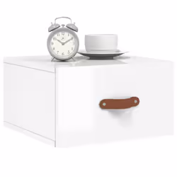 vidaXL Wall-mounted Bedside Cabinets Side Cabinet Bedside Table Nightstand - high gloss white, 2 pcs