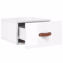 vidaXL Wall-mounted Bedside Cabinets Side Cabinet Bedside Table Nightstand - high gloss white, 2 pcs - Additional view 6