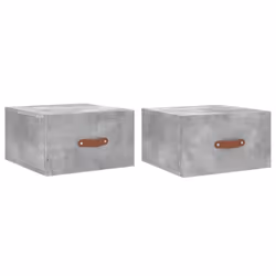 vidaXL Wall-mounted Bedside Cabinets Side Cabinet Bedside Table Nightstand - concrete grey, 2 pcs