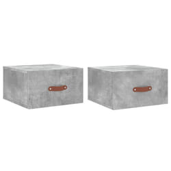 vidaXL Wall-mounted Bedside Cabinets Side Cabinet Bedside Table Nightstand - concrete grey, 2 pcs