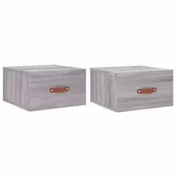 vidaXL Wall-mounted Bedside Cabinets Side Cabinet Bedside Table Nightstand - grey sonoma, 2 pcs