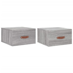 vidaXL Wall-mounted Bedside Cabinets Side Cabinet Bedside Table Nightstand - grey sonoma, 2 pcs