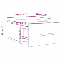vidaXL Wall-mounted Bedside Cabinet Floating Storage Cabinet Nightstand Black - white, 1 pcs - Additional view 3
