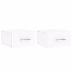 vidaXL Wall-mounted Bedside Cabinet Floating Storage Cabinet Nightstand Black - white, 2 pcs