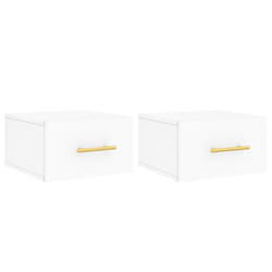 vidaXL Wall-mounted Bedside Cabinet Floating Storage Cabinet Nightstand Black - white, 2 pcs
