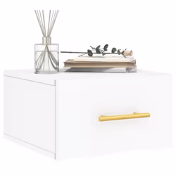vidaXL Wall-mounted Bedside Cabinet Floating Storage Cabinet Nightstand Black - white, 2 pcs