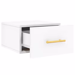 vidaXL Wall-mounted Bedside Cabinet Floating Storage Cabinet Nightstand Black - white, 2 pcs - Additional view 6