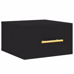 vidaXL Wall-mounted Bedside Cabinet Floating Storage Cabinet Nightstand Black - black, 1 pcs