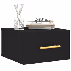 vidaXL Wall-mounted Bedside Cabinet Floating Storage Cabinet Nightstand Black - black, 1 pcs