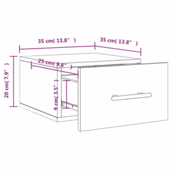vidaXL Wall-mounted Bedside Cabinet Floating Storage Cabinet Nightstand Black - black, 1 pcs